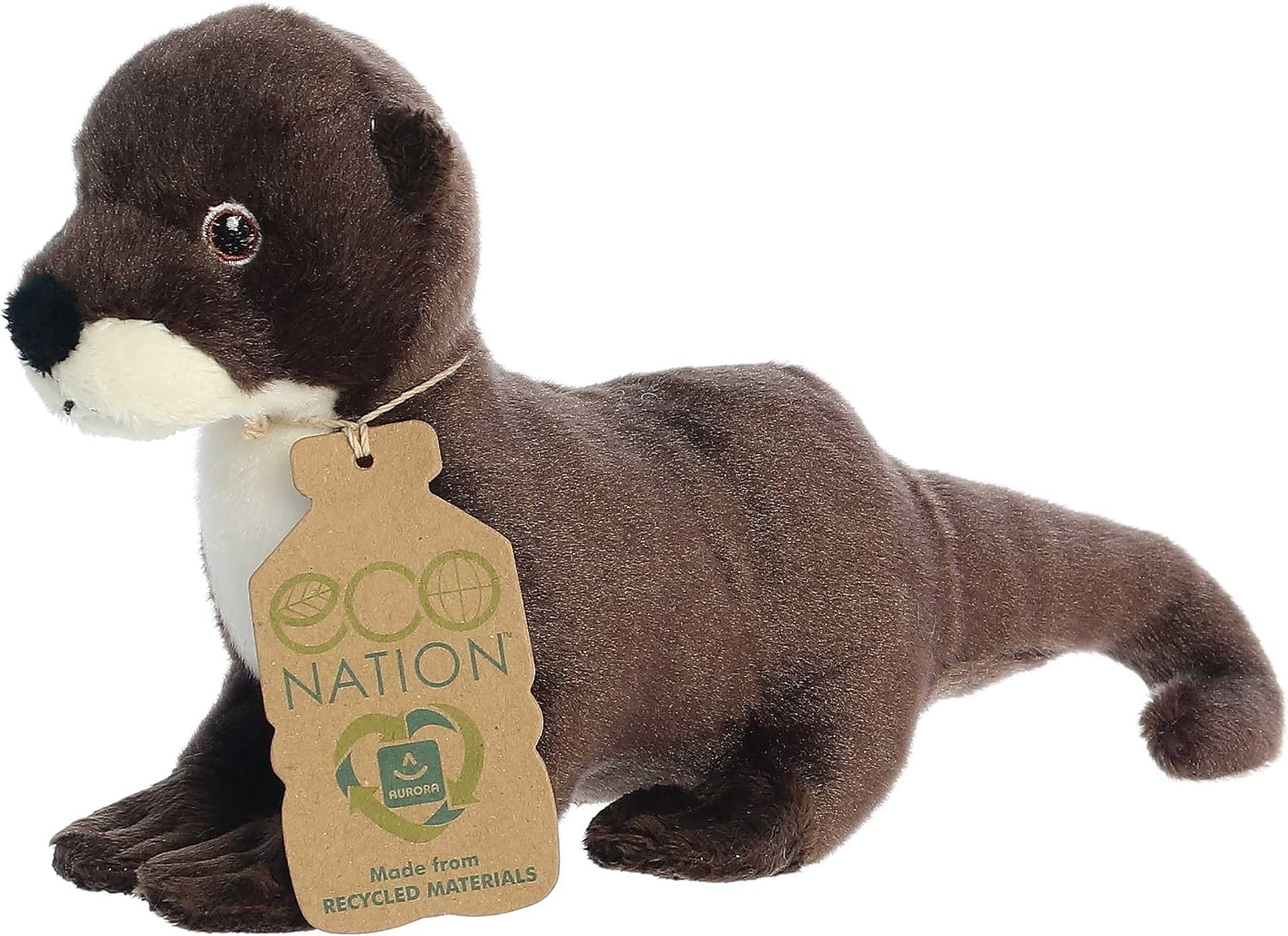 Aurora® Responsibly Made Eco Nation™ Eco Softies™ River Otter Stuffed Animal - Ideal for Playtime Adventures - Perfect for Birthdays or Just Because - Brown 9.5 Inches