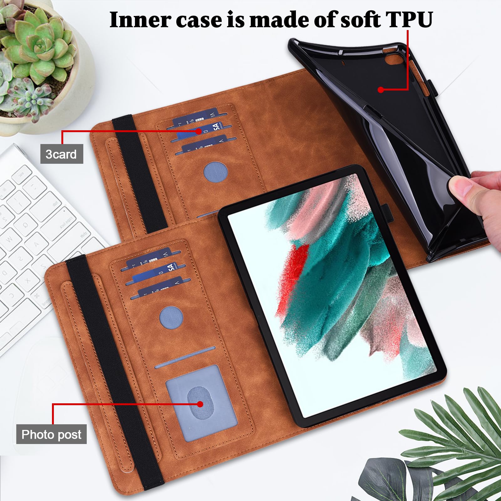 Coque pour Huawei MediaPad T3 10 (9,6") Housse avec Stylet,Housse en Cuir PU Portefeuille Multi-Angle Housse Etui Tablette pour Huawei MediaPad T3 10-Marron