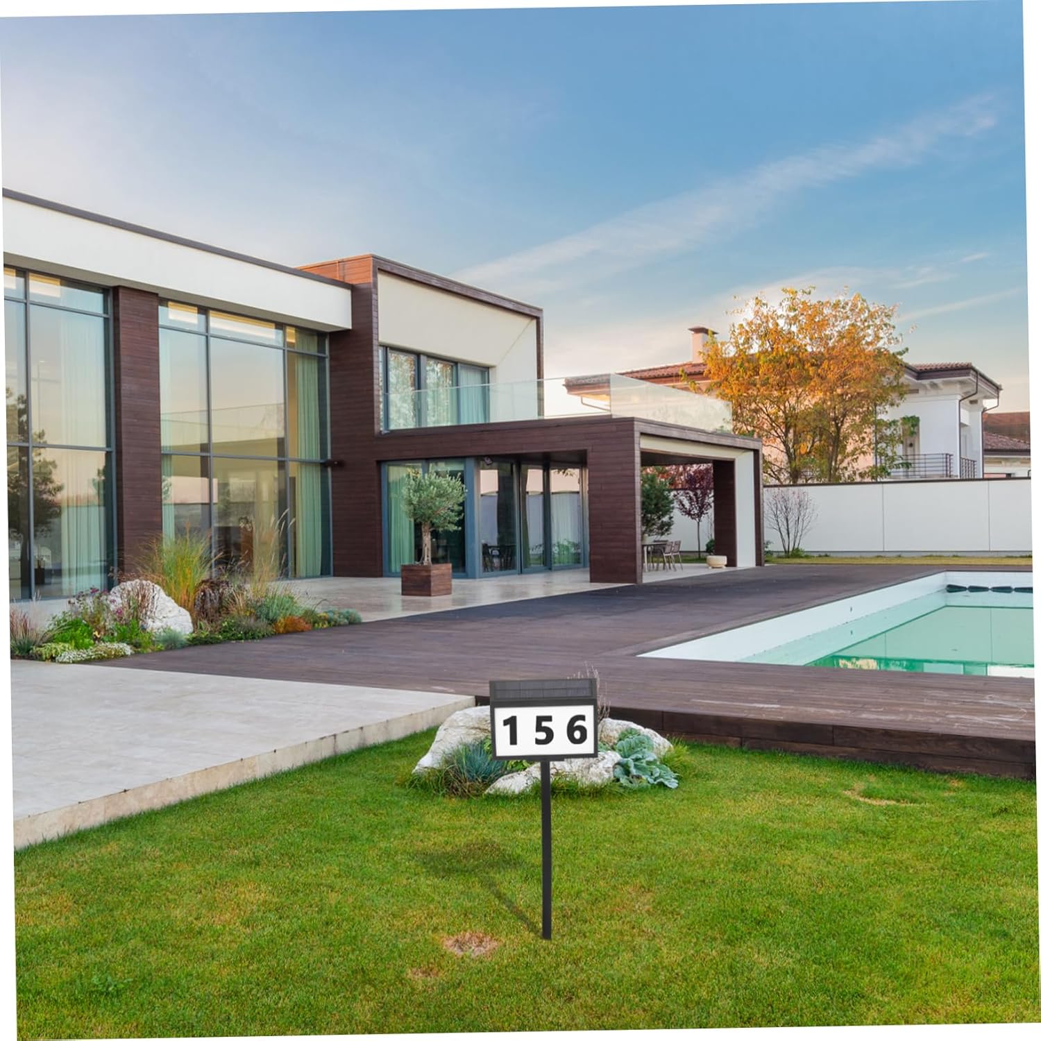 Angoily 1Set Solar Address Sign Lamp Number Sign with Solar Power Wall Mounted Stake Option for Outdoor Home Decoration Includes Bright LED Lights