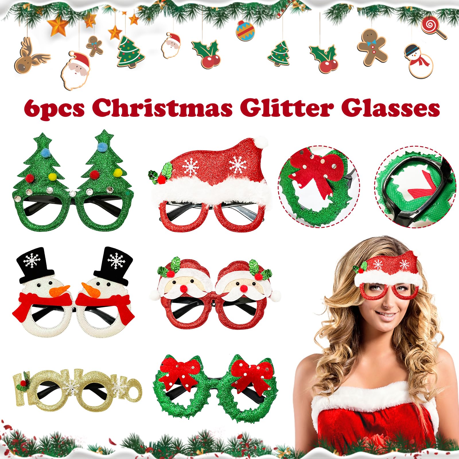 OPUHOHR 20 Pièces Kit Noël – Bandeaux, Bonnets, Lunettes & Slap Bands Festifs Enfants & Adultes