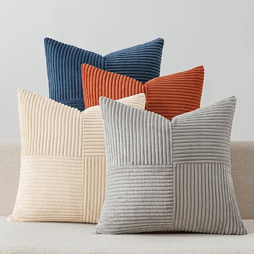 Miniatura 12 de MIULEE Juego de 4 fundas de cojín decorativas estilo bohemio y nórdico, modernas, de pana suave, decoración del hogar para sofá, sala de estar y