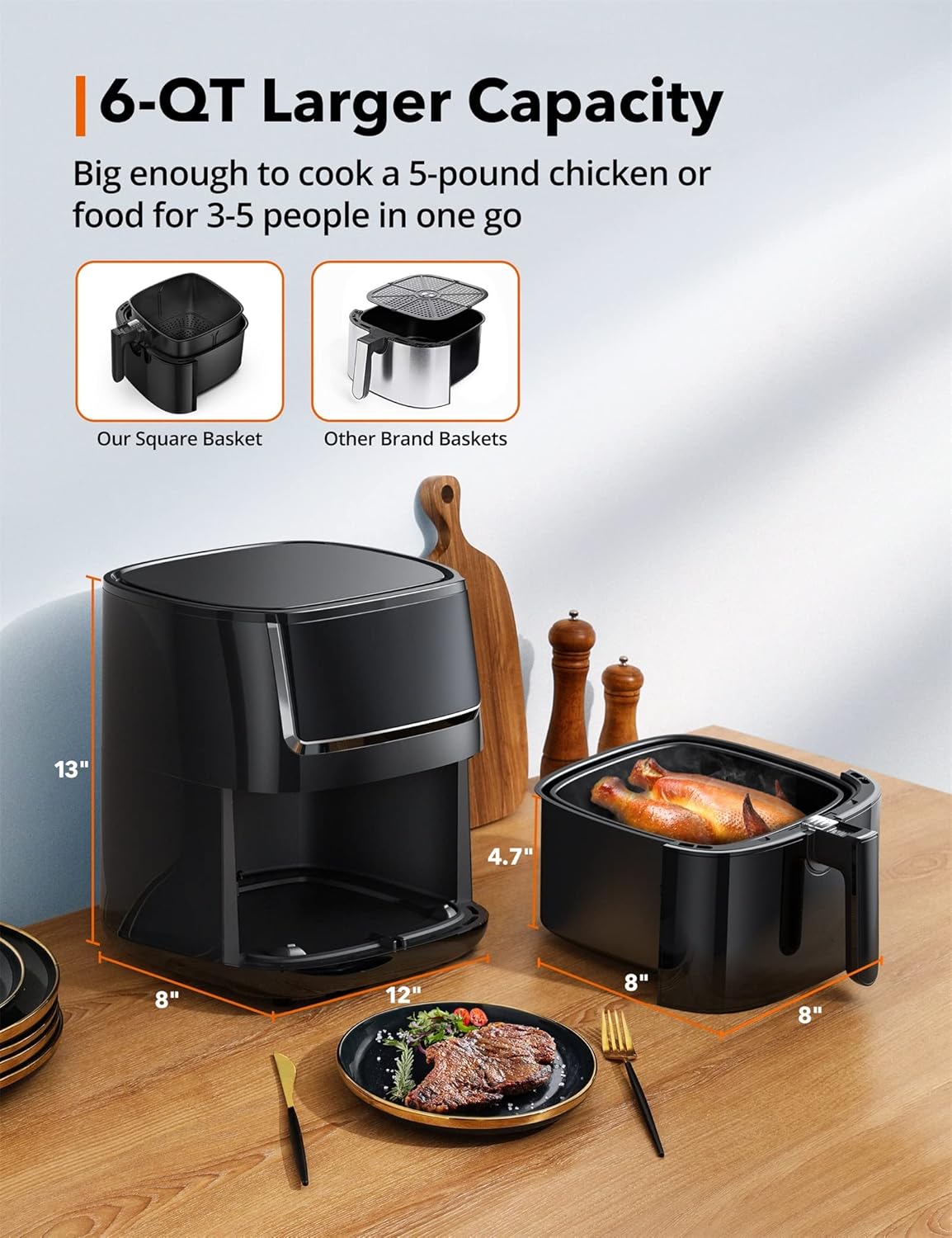 Buy Air Fryer, 6 QT Camping Air Fryers Portable with 50 Recipes, One