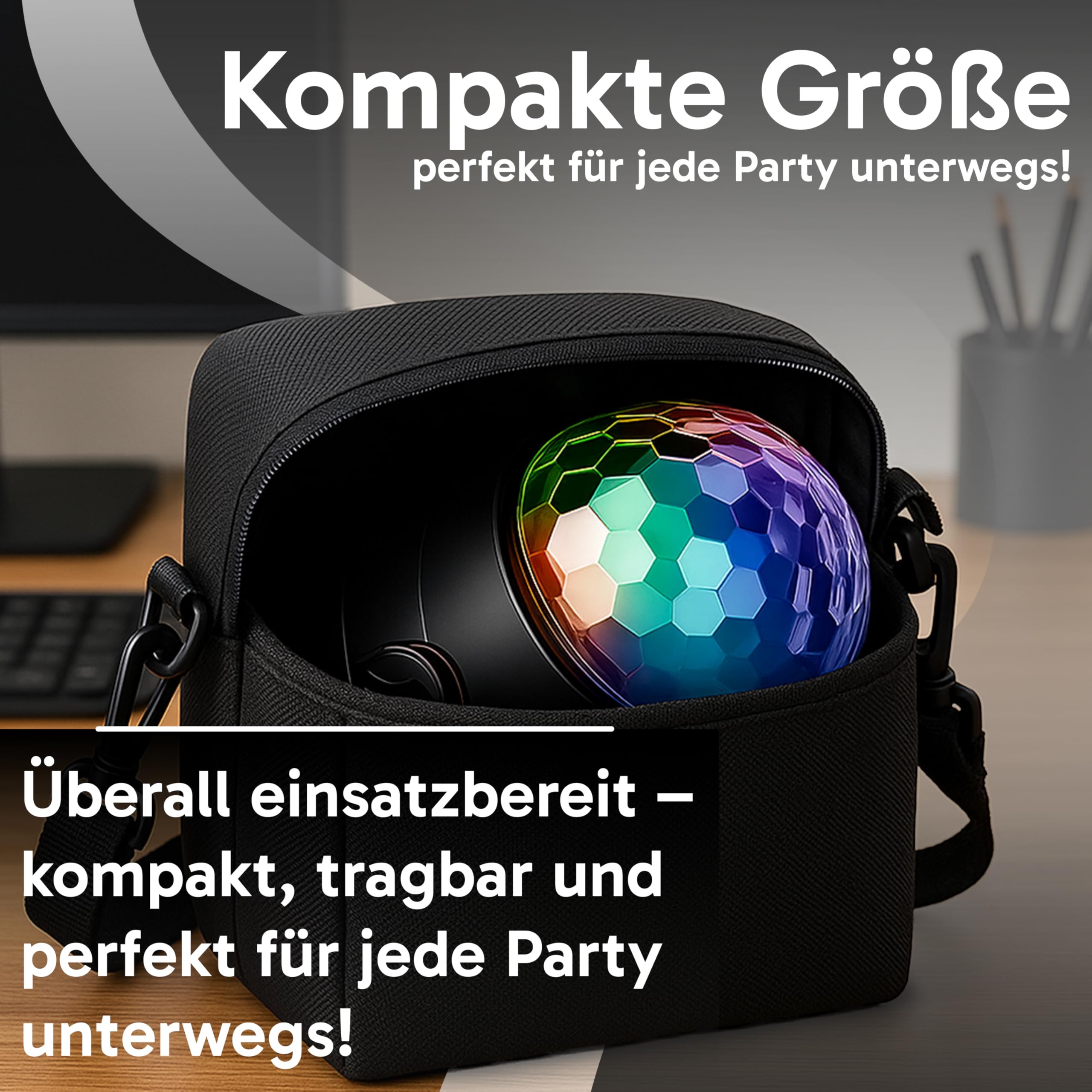 Retoo Boule disco, contrôlée par la musique avec télécommande, 7 combinaisons de couleurs RGB, éclairage de fête, boule disco grand angle, pour Fête/DJ/Noël/Bar/Enfants, Noir