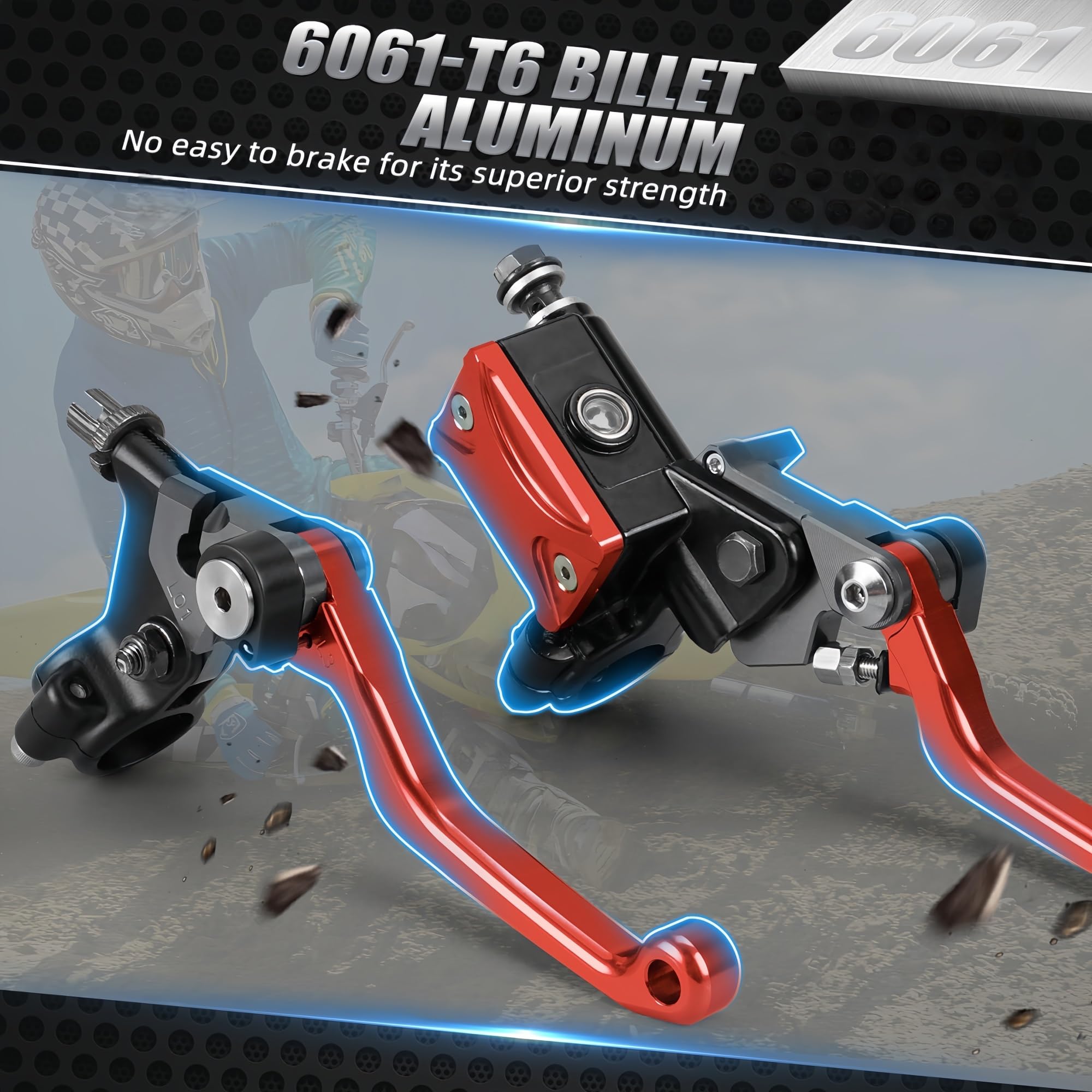 Palanca de embrague de freno Para Honda CRF250R CRF450R CRF125F CRF250X CRF450X CR80R Palanca de freno y embrague con cable(Negro)