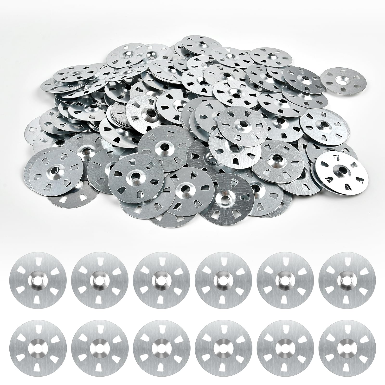 Lot de 1 000 rondelles faciles à fixer, 35 mm de diamètre, rondelles de fixation en fer galvanisé à 6 griffes, anneaux de fixation en métal pour isolation sécurisée des panneaux thermiques