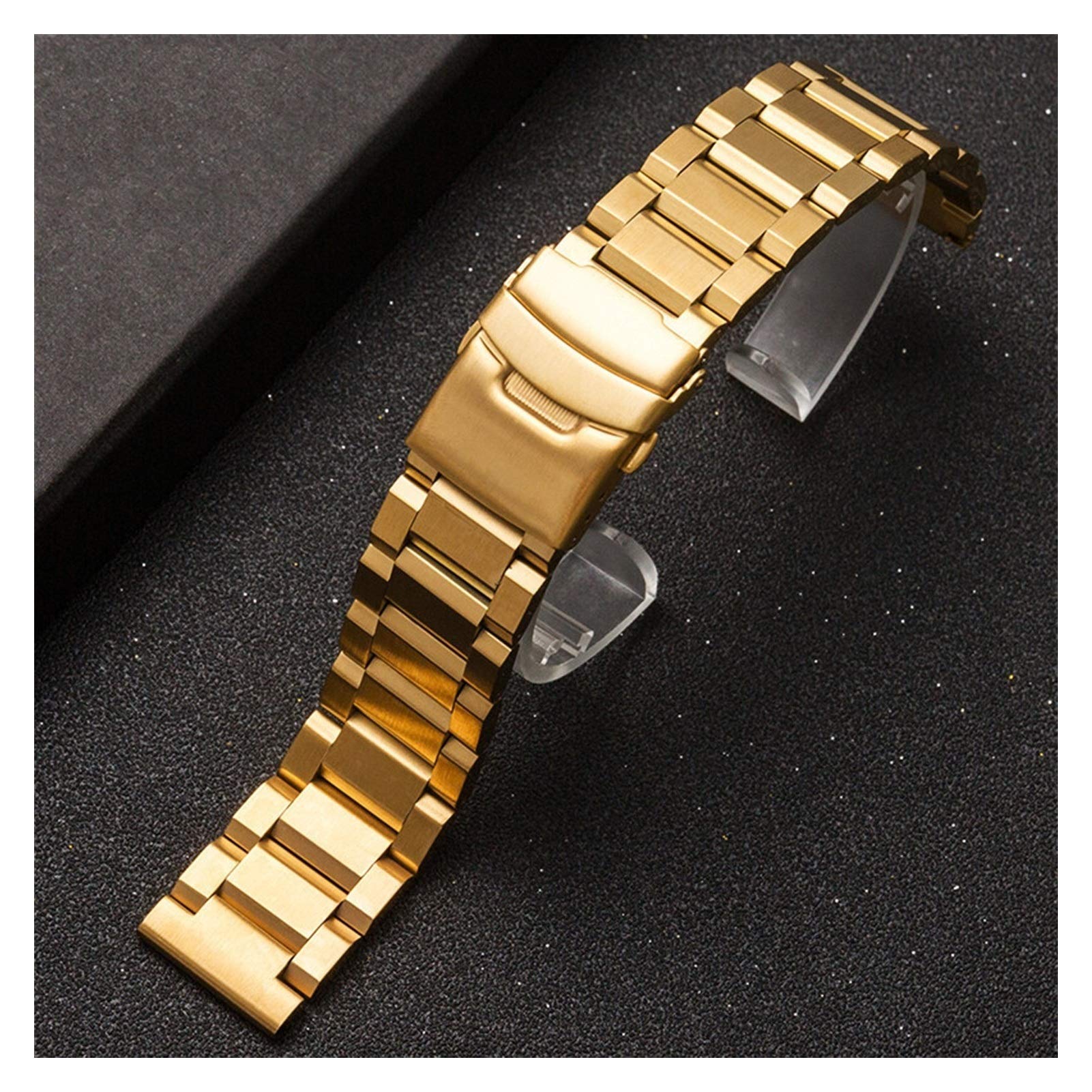 Correa de Reloj, 18 19 20 21 22 mm 23 mm 24 mm 25 mm Correa de Acero Inoxidable sólido Correa de Repuesto con Cierre Plegable de Metal