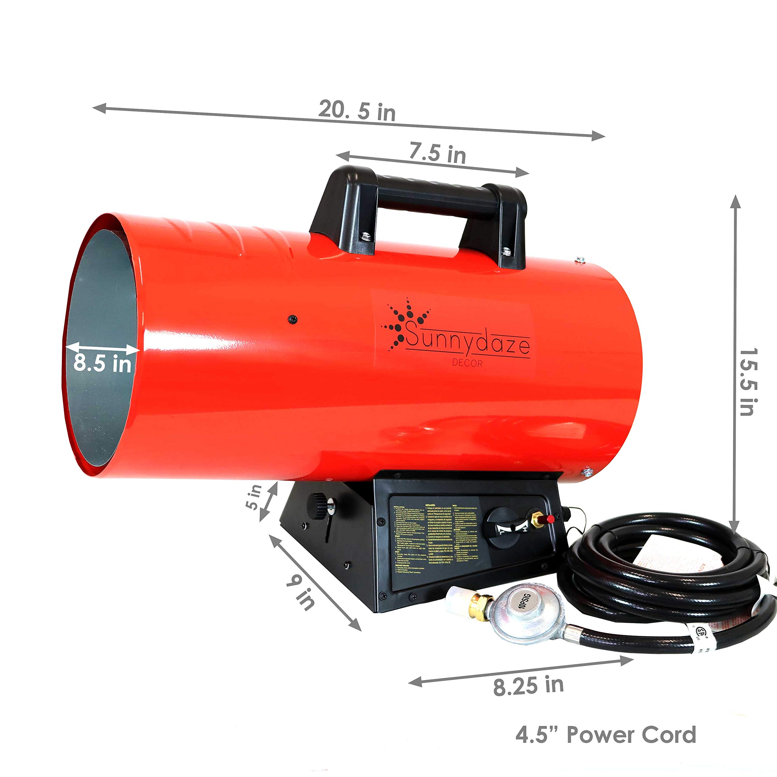 Sunnydaze 85,000 BTU Forced Air Propane Heater - Auto-Shutoff for  Overheating Protection - Piezo Ignition : Patio, Lawn u0026 Garden - Amazon.com
