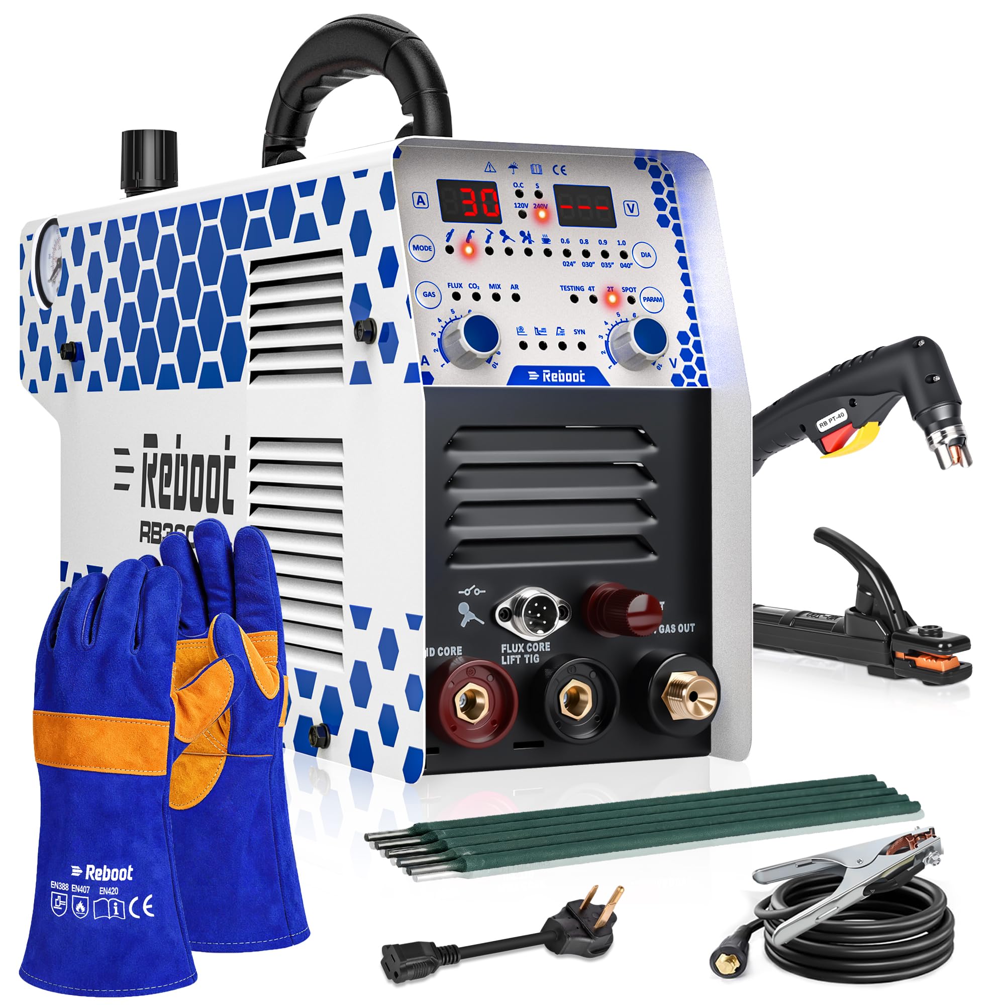 Reboot 130A Plasma Cutter MIG Welder Combo Heavy Duty Welding Gloves