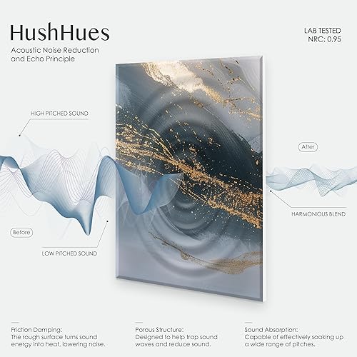 Miniatura 3 de Paquete de 8 paneles de pared acústicos artísticos de 48 x 32 pulgadas, paneles decorativos de absorción de sonido, paneles absorbentes de sonido