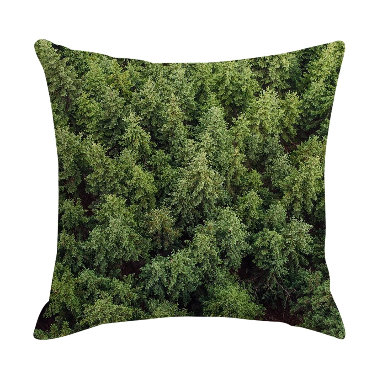 4 fundas de almohada de 50 x 50 cm, funda de almohada verde, densa, árboles, lino, cojín decorativo
