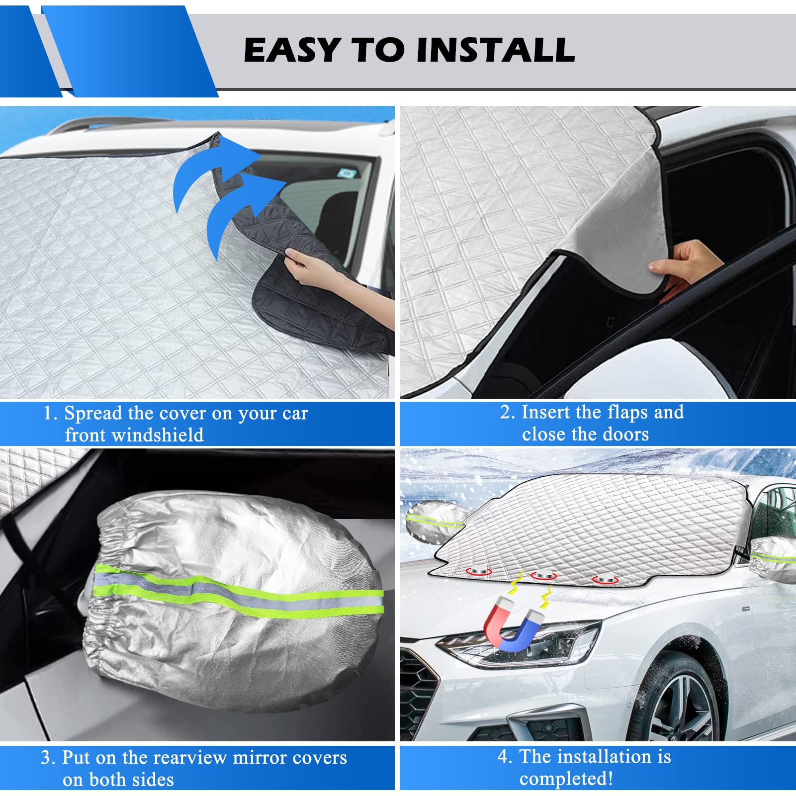 Copri Parabrezza Auto Con Magnet - 225x110cm, Protezione Sole, Neve, Grandine - Foto 7