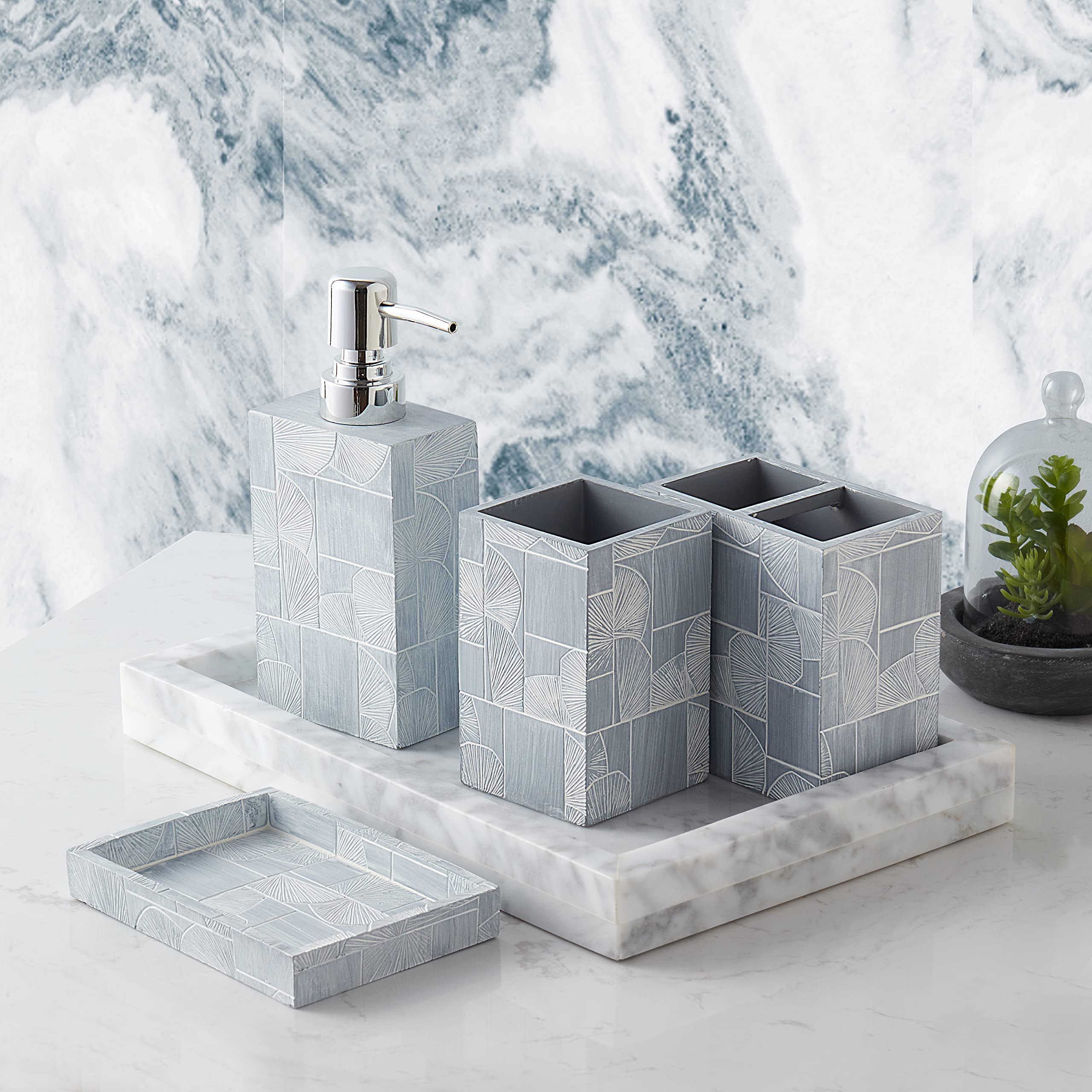 Sweet Home Collection Bathroom Accessories Unique Collections Modern Classic Contemporary Decorative Beautiful Designs Bath Shower Tub Décor, 4 Piece Set, Casanova