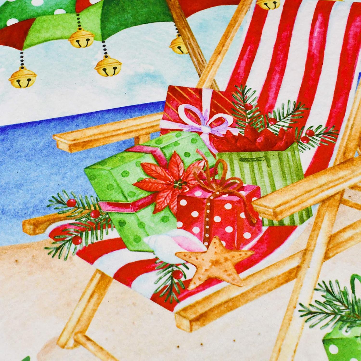 E-view Christmas Mat Decorative Holiday Rugs Indoor Outdoor Rubber Back Front Door Welcome Mats Winter Ocean Themed Doormats for Porch Entrance Entryway (Happy Holiday A)