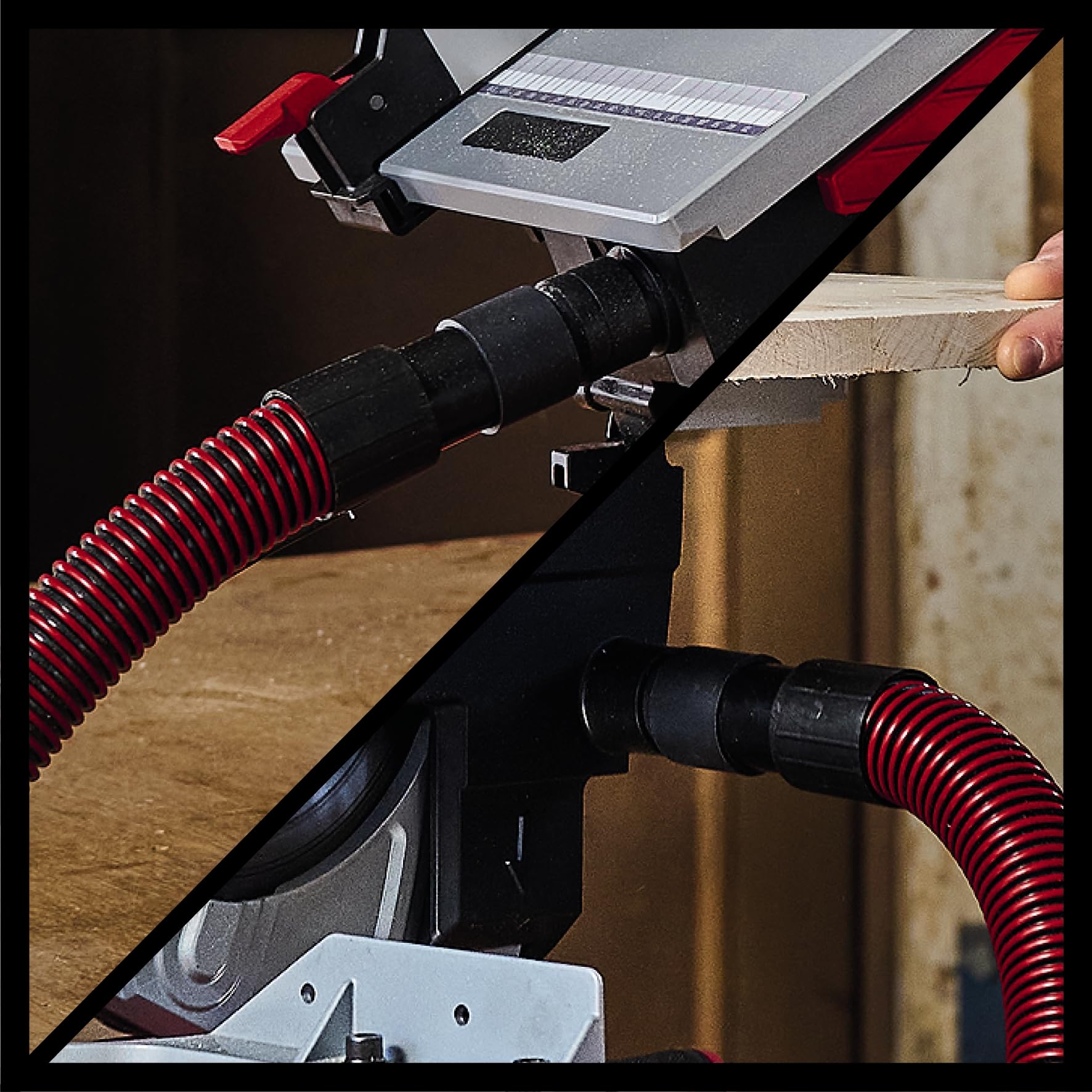 Einhell Kapp-Gehrungssäge mit Obertisch TE-MS 254 T (2000 W, max. 74 mm x 130 mm Schnitttiefe/-breite, Ø 254 mm Sägeblatt, neigbarer Sägekopf, Laser, Tischkreissägen-Funktion)