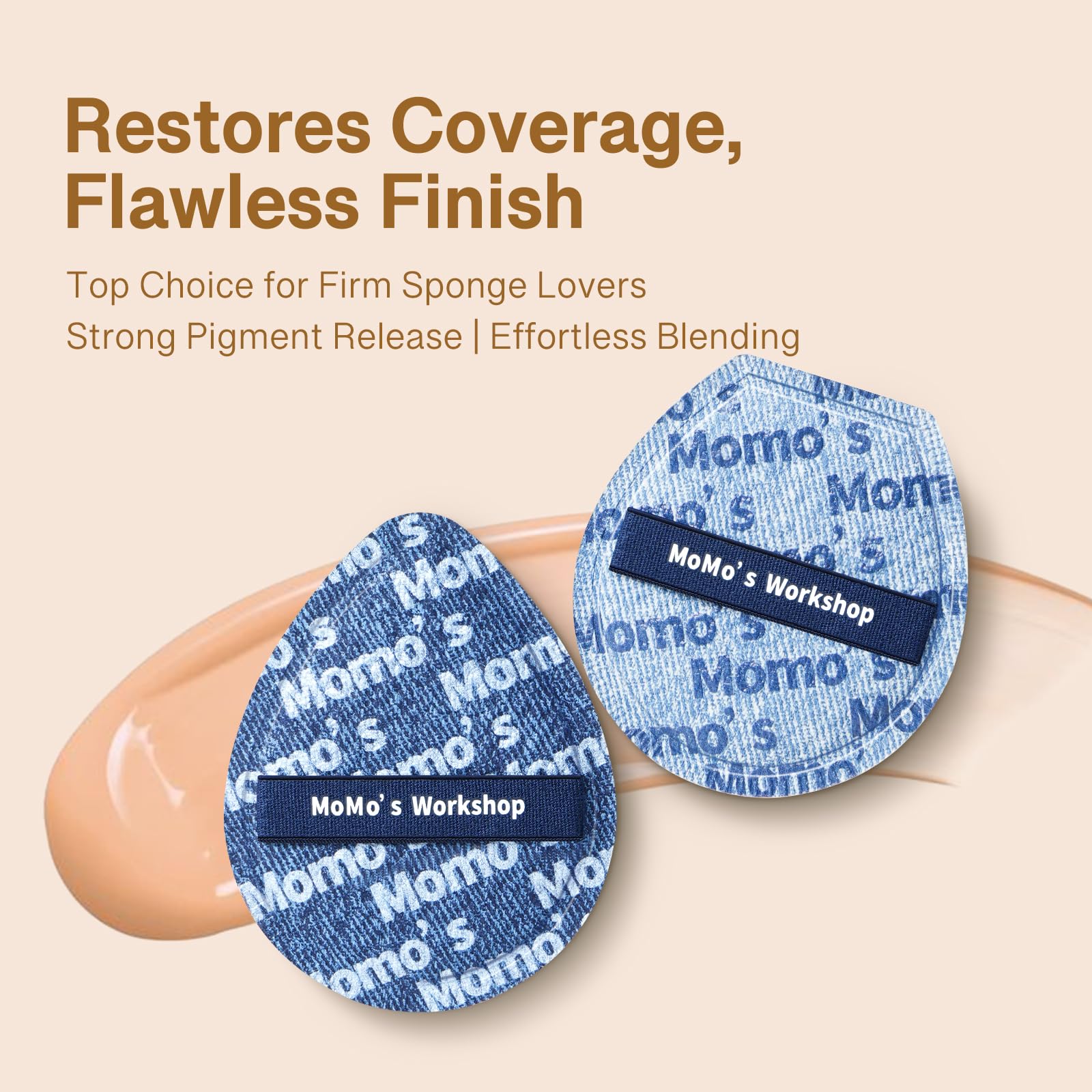 Momo's Workshop 2pcs Powder Puff, Makeup Sponge for Liquid Foundation Ultra Soft Face Powder Puff, Hypoallergenic - Image 2