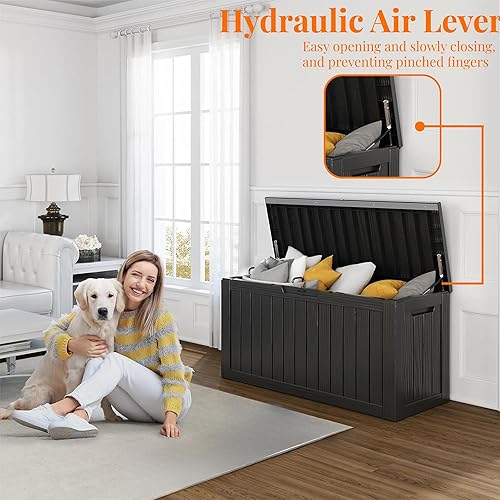 Miniatura 2 de Caja de resina de 90 galones, caja de almacenamiento con cerradura para patio al aire libre para muebles, herramientas de jardín y almacenamiento de