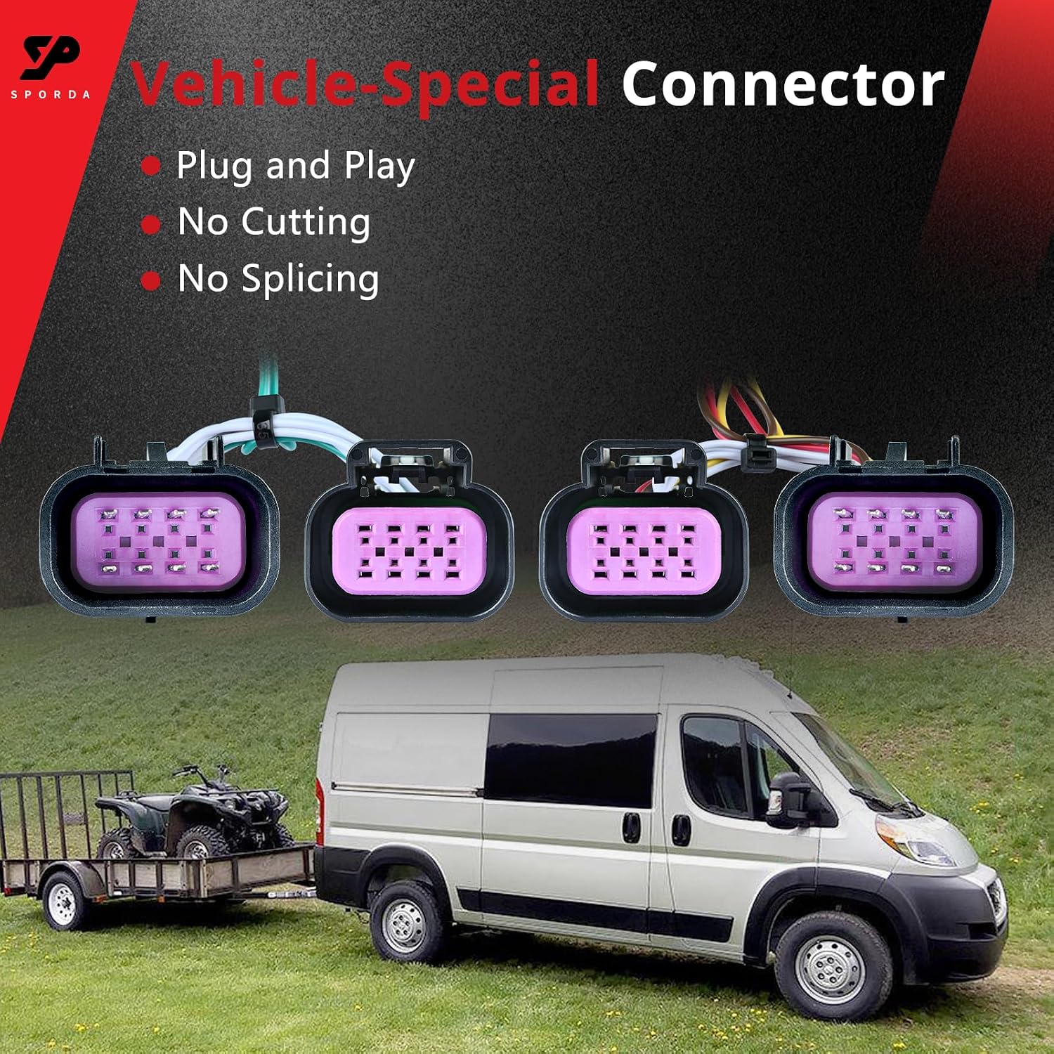 56478 Vehicle-Side Custom 4-Pin Trailer Wiring Harness | Plug-and-Play,4-Flat Compatibility,Advanced Circuit,Weather-Resistant Protection,fits for Ram ProMaster 1500 2500 3500