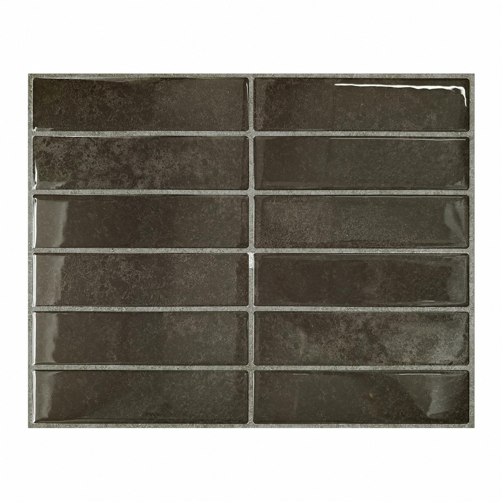 Lot de 10 feuilles de carrelage de dosseret à décoller et à coller pour cuisine, 29 x 22,9 cm | Carrelage mural autocollant 3D marron foncé pour cuisine, salle de bain, buanderie