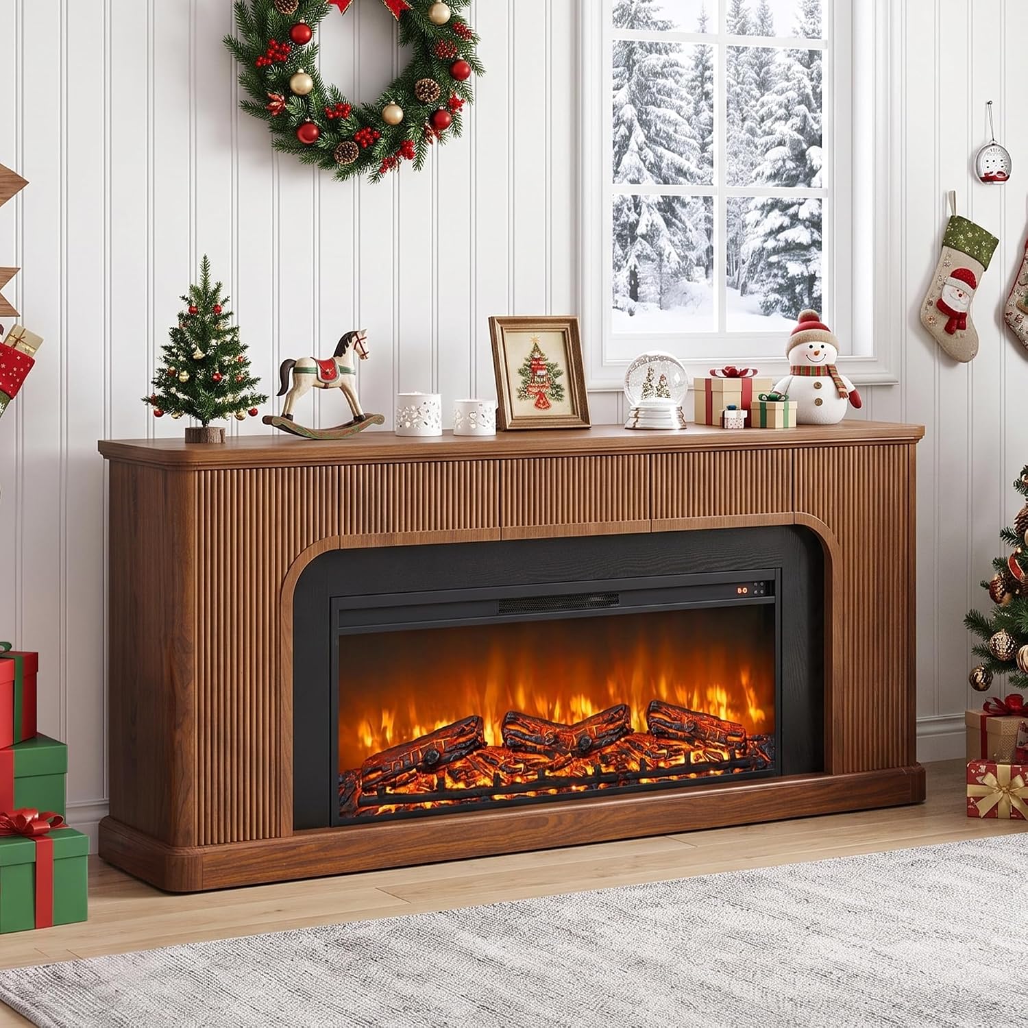 AVZEAR 70″ Fluted Fireplace...