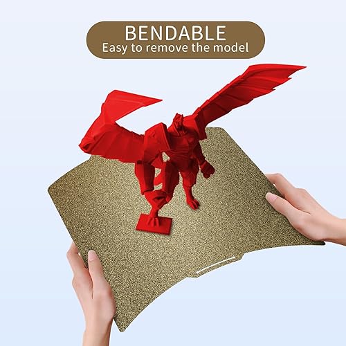 Miniatura 6 de IdeaFormer Doble Cara Hoja de Acero con Resorte PEI Texturizado Dorado 257x257mm, Cama de Impresión PEI Flexible para Impresora 3D Bambu Lab X1 X1C