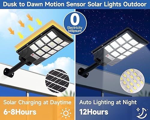 Miniatura 2 de Luces solares para exteriores para exteriores, IP66, impermeables, luces de calle solares para exteriores con sensor de movimiento y del atardecer