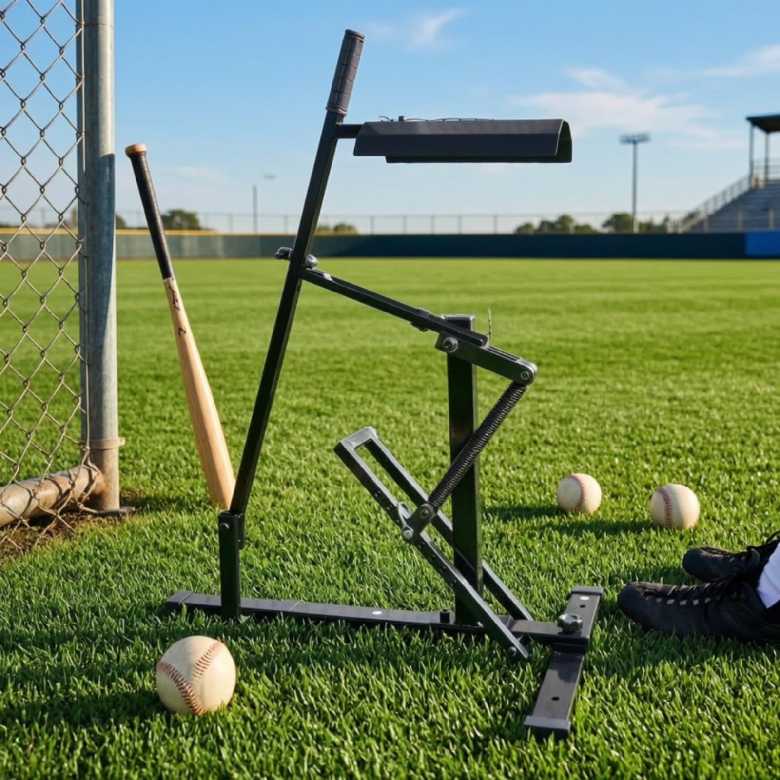 Dispositivo Béisbol Pedal Portátil Máquina Lanzar Pelotas Metálico Máquina Lanzar con Bolsa para Bateadores