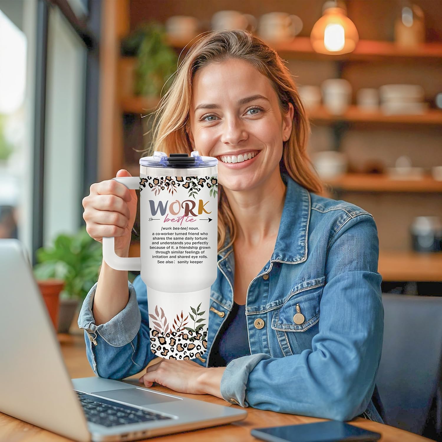 Work Bestie Gifts for Women Birthday Gifts for Best Friend Woman Work Bestie Cups Tumbler Coworker Gift for Women Leaving Goodbye Farewell Gift Besties Tumbler 40oz (New Lid) - Image 3