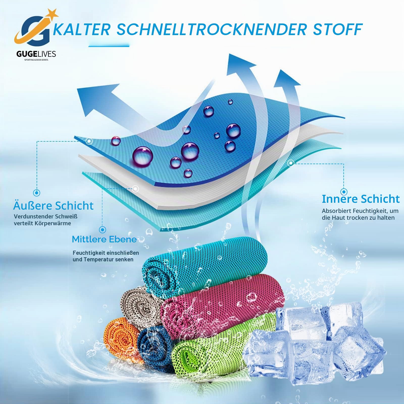 [30 Stück] Kühlendes Handtuch, EIS-Sporthandtuch, kühles Handtuch für sofortige Kühlung, für Yoga, Reisen, Golf, Fitnessstudio, Camping, Laufen, Workout und mehr Aktivitäten (88.9x30.5 cm)