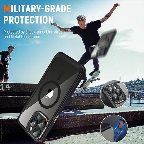 Miniatura 4 de Funda transparente diseñada para iPhone 15 Pro, 2 protectores de pantalla, 30 x antiamarilleo, compatible con MagSafe, protector de cámara