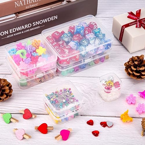 Miniatura 6 de Paquete de 48 recipientes de plástico transparente pequeños con tapa con bisagras para objetos pequeños, manualidades, joyería (2.12 x 2.12 x 0.79