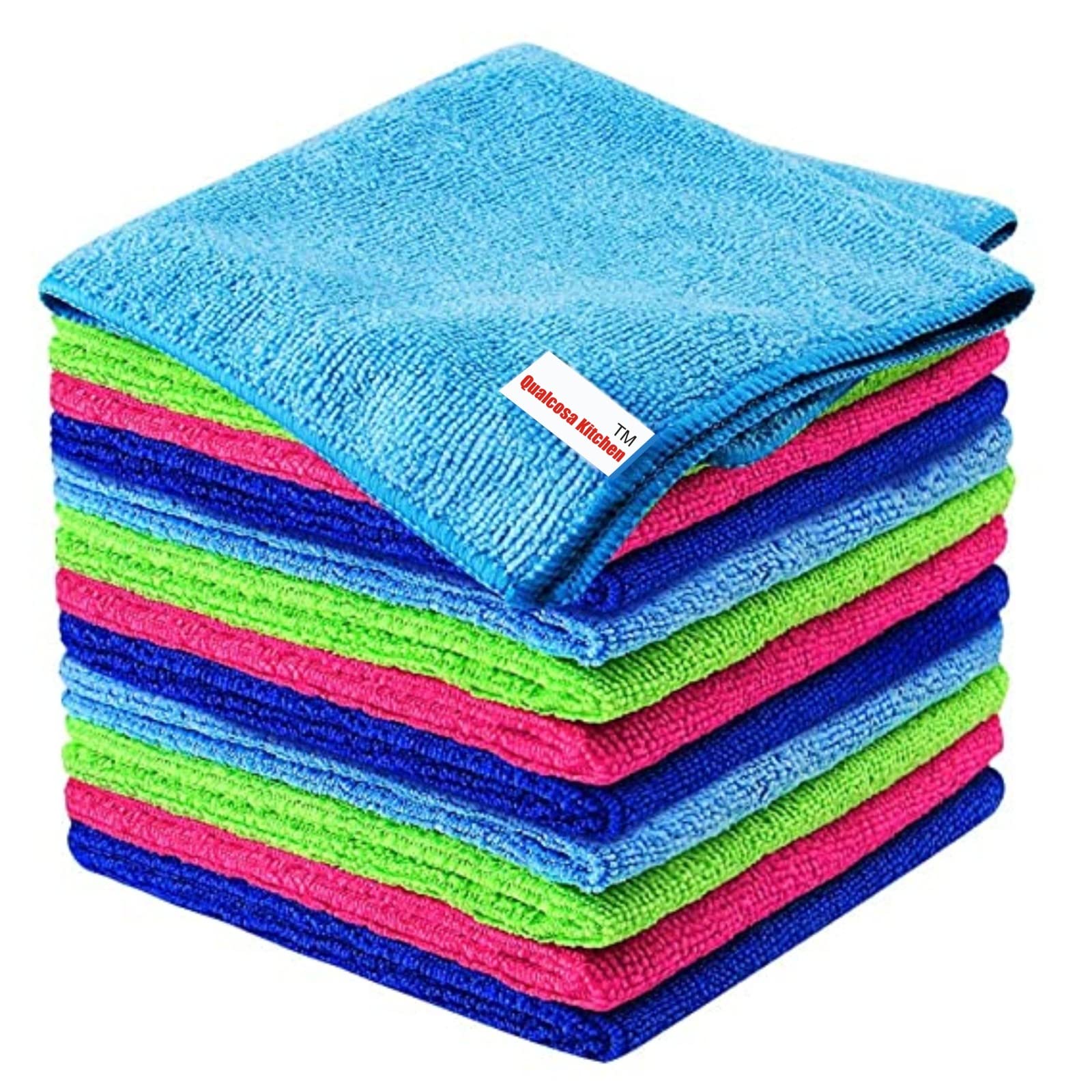 QUALCOSA KITCHEN Premium Microfiber Cleaning Cloths - Highly Absorbent Micro Fiber Cleaning Towels, Wash Clothes, Size: 40" X 40" Cms - Especially For Kitchen, Home, Car, Bike (Pack Of 12 Pcs) (B0C1CN91MW) Amazon Price History, Amazon Price Tracker