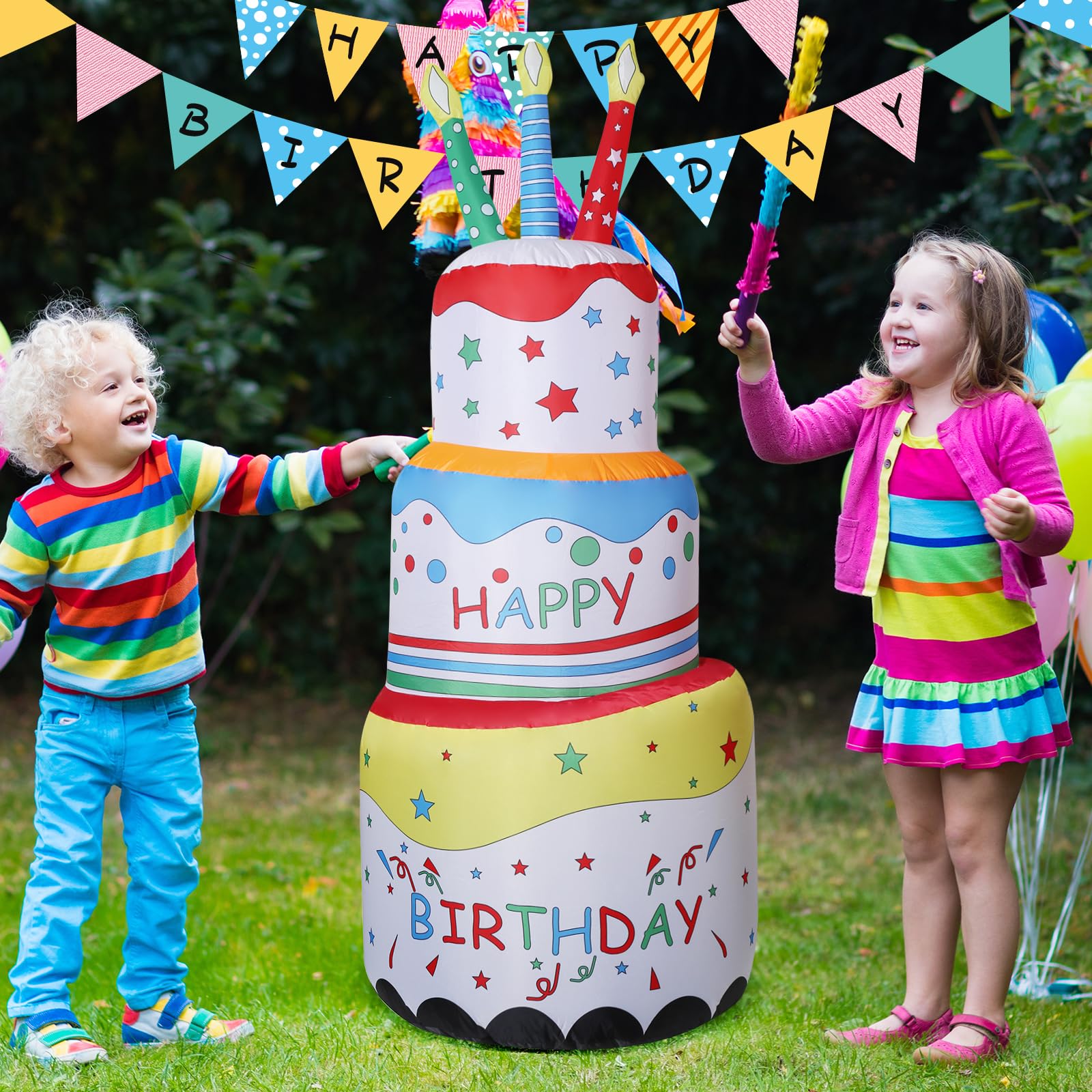 Snapklik.com : Ukontagood 6 FT Birthday Inflatable Cake, Blow Up Happy ...