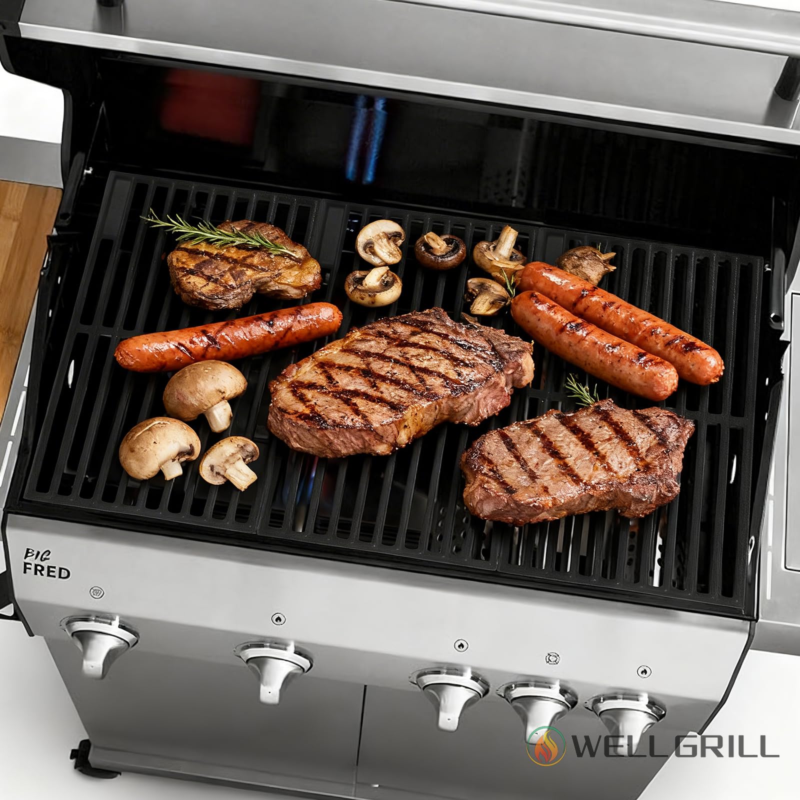 WELL GRILL 41,5 x 23,5 cm, żeliwny ruszt do grilla Burnhard Big Fred, Taino Platinum, Taino Black, Chicago 4, Tepro 3662 i większości grilli gazowych, części zamienne, 70,5 x 41,5 cm