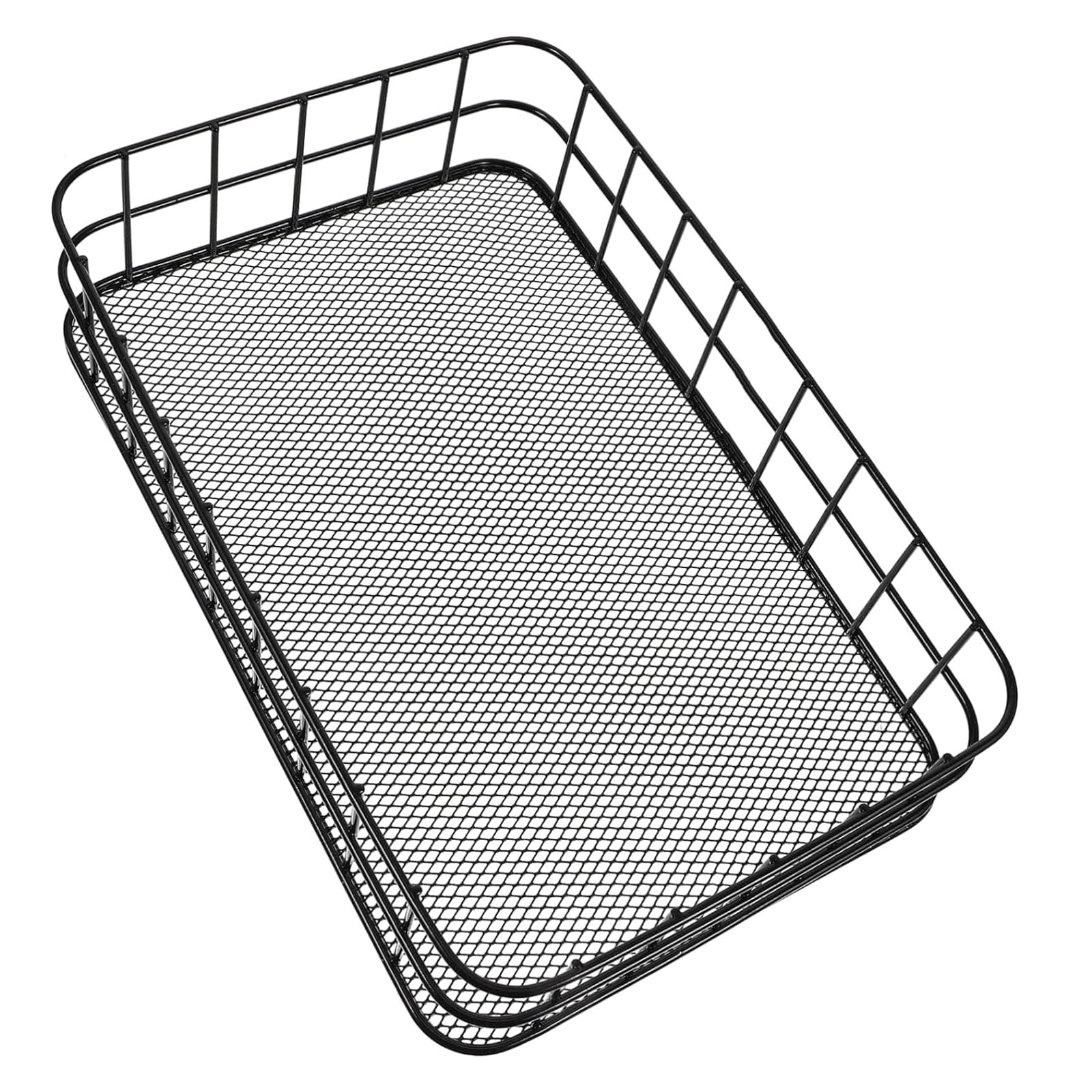 JANKOW Black Metal Wire Cabinet Organizer Storage, Iron Grid Storage, Tray Net Basket Storage for Office, Home Decoration (Black)