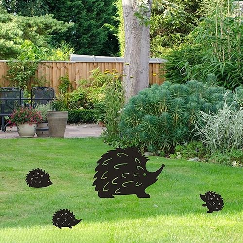 Miniatura 4 de Paquete de 4 estatuas decorativas de jardín de erizo, silueta de erizo de metal, estacas de jardín, patio ideal, decoración de césped, decoración de