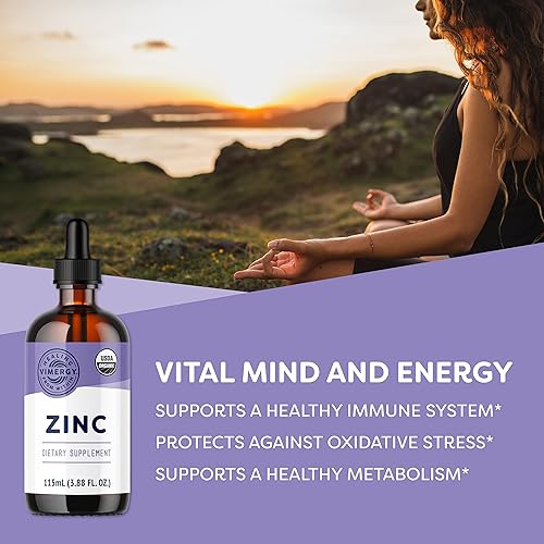 Miniatura 2 de Vimergy Sulfato de zinc orgánico USDA  Suplementos de zinc líquidos sin alcohol  Apoya el sistema inmunológico saludable y el metabolismo