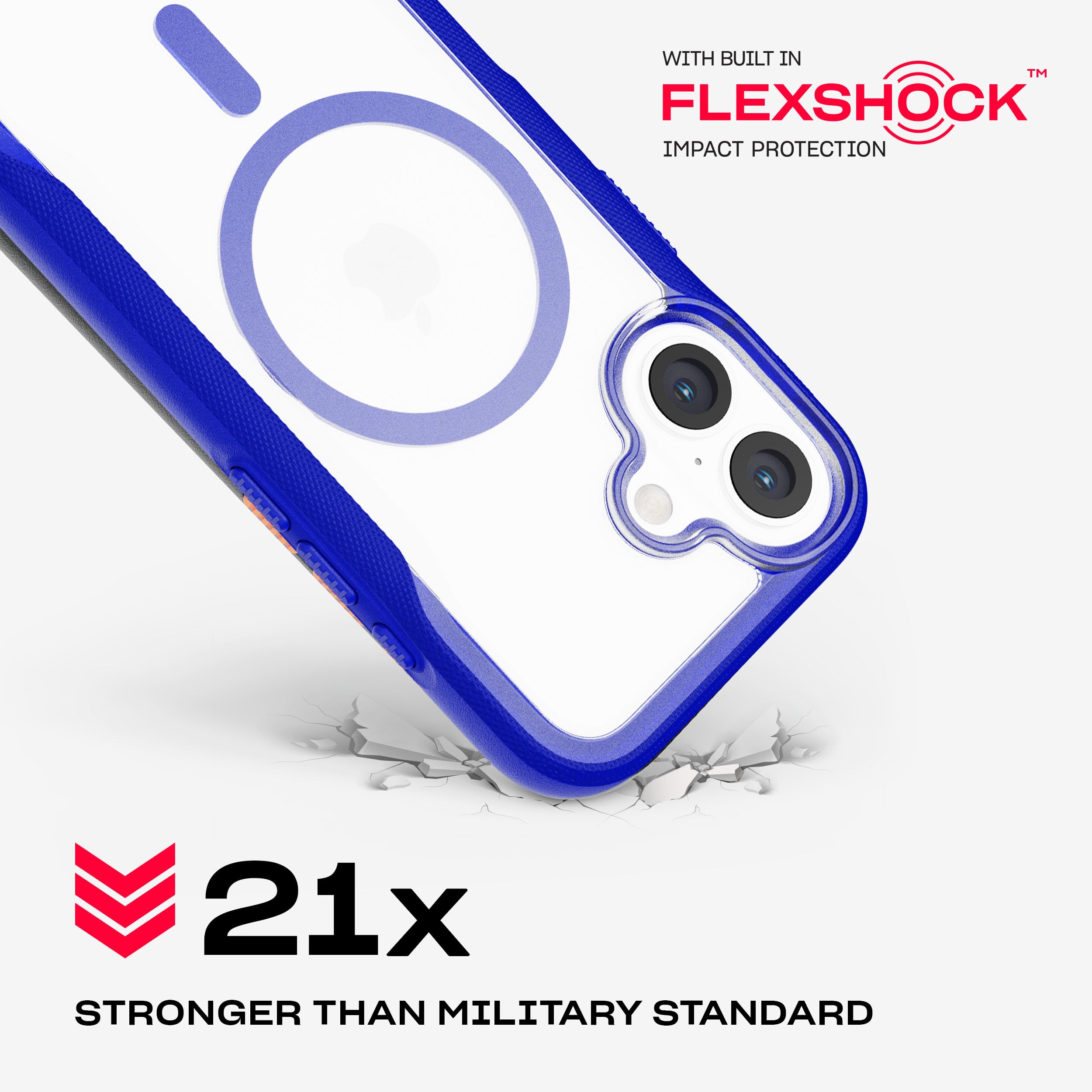 Tech21 EvoPro for iPhone 16 Compatible with MagSafe - Impact Protection Case 21x Military Standard Tested - in Clear/Blue - Image 3