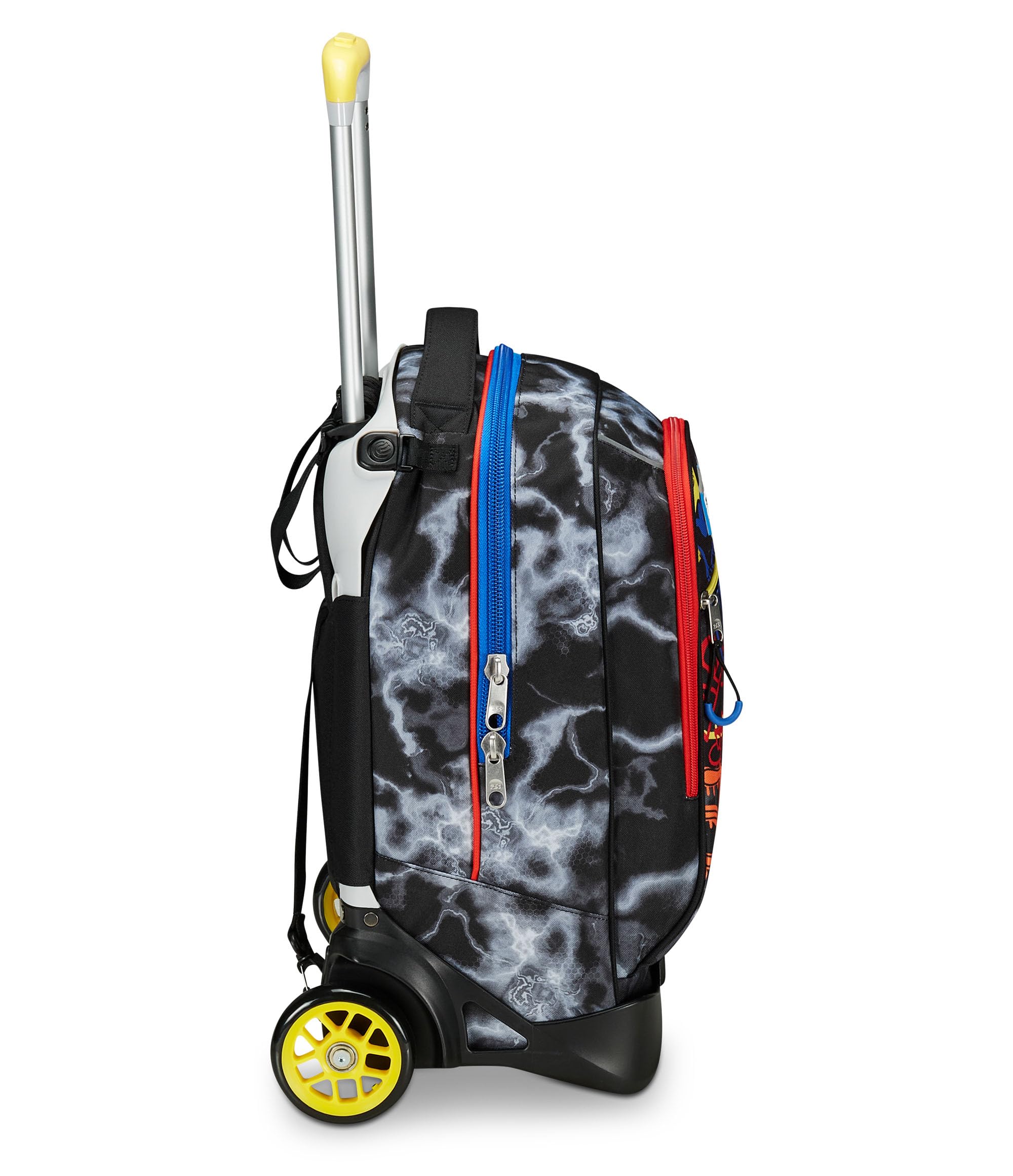 Seven Trolley Scuola Jack 2 Ruote, Nero Giallo, Mark On Boy, 3 in 1, Triplo Uso, Zaino Con Carrello Sganciabile, Tasca Porta Borraccia e Crossover System, Zaino Scuola Viaggio, Bambino Ragazzo