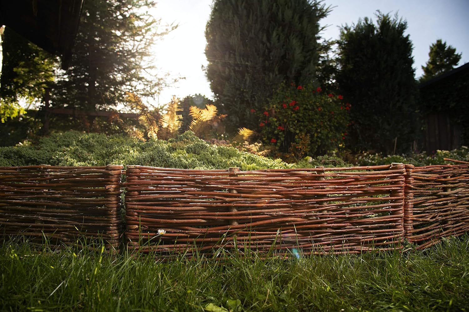 rg-vertrieb Weidenzaun Beeteinfassung 20x120 cm (10 Stück) – Flexible Rasenkante Beetumrandung aus 100% Weidenholz – Steckzaun Holz Palisade Beetbegrenzung & Mähkante