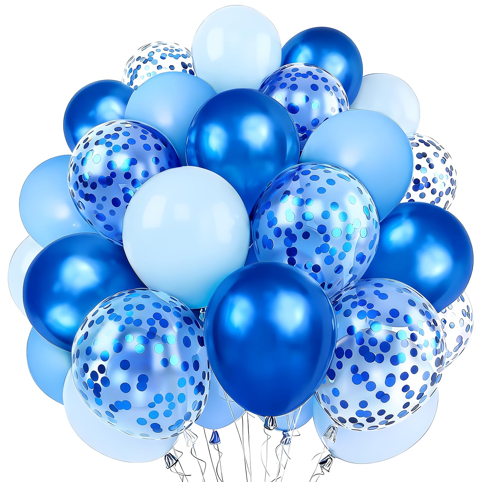 Royal Blue and Light Blue Balloons, 100pcs 12 Inch Latex Balloons, Confetti Balloon, Perfect for Boys Birthday, Baby Shower, Gender Reveal, Christening, Celebration Events & Classic Party Decorations
