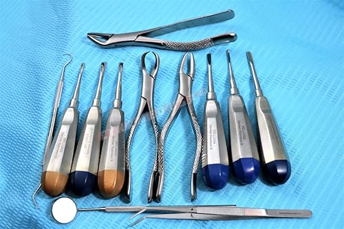 Alemán 12 PCS Elevadores Dentales y Pinzas Dentales de EXTRACCIÓN Dental