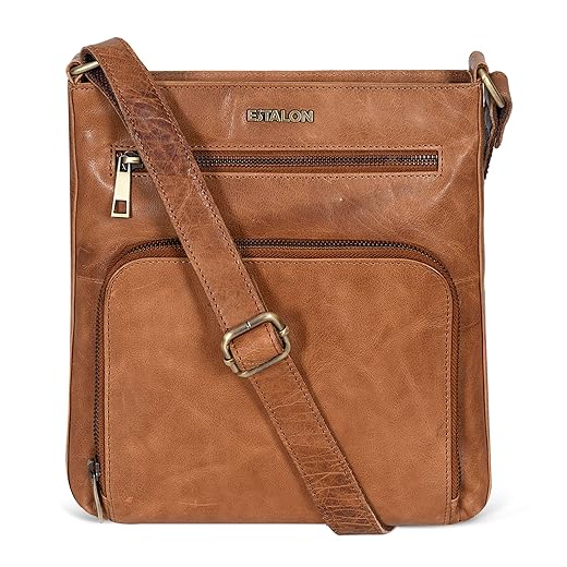 Women's Shoulder Bag | Leather Tan Purse | Trendy Travel Size | Purse With Pockets And Compartments | Adjustable Purse Strap