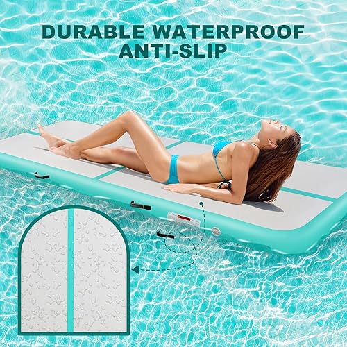 Miniatura 5 de Colchoneta inflable de gimnasia de 101316202326 pies, 48 pulgadas de grosor, pista de gimnasia inflable para el hogar, yoga, piso, animadoras, agua