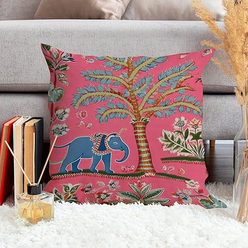 Miniatura 4 de ArogGeld Funda de cojín rosa con árbol de elefante, flor de granja, chinoiserie, rosa, animal, floral, decoración del hogar, cojín oriental,