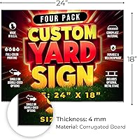 Vista 5 de Paquete de 4 letreros personalizados de 24 x 18 pulgadas con estacas, letreros personalizados para patio al aire libre, letreros corrugados