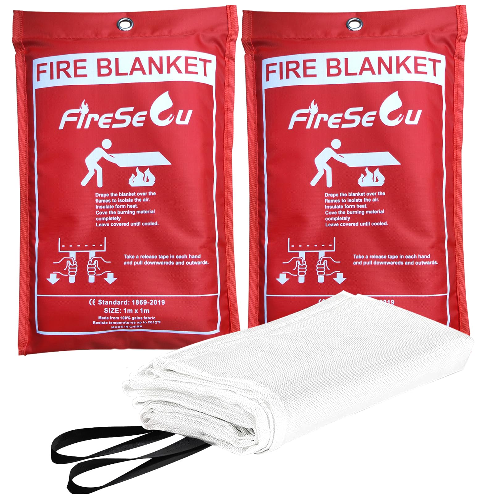 Emergency Fire Blanket for Home and Kitchen,Fire Blankets Emergency for Home,4 Pack Fiberglass Flame Retardant Blanket Fire Safety Blanket for Camping,Grill,Car,Office,Warehouse,Fireplace(40” x 40”)