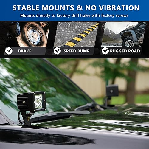 Miniatura 5 de HZHIMO Soporte de Montaje para Faros de Trabajo LED en Pilar Lateral con 2 Faros LED para Todo Terreno y Kit de Cableado Compatible con 07-13 Chevy