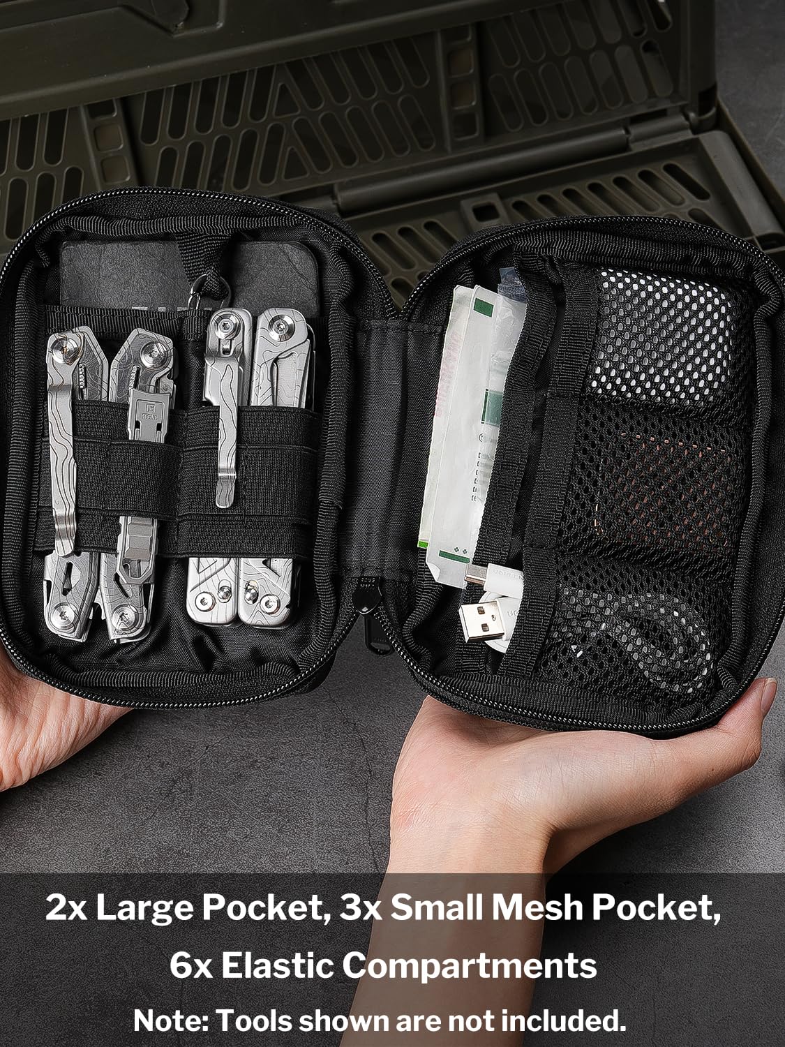 VIPERADE VE32 EDC Pouch Organiser, Pocket Organizer Pouch with Loop Panel, Utility Zipper Organiser EDC Tool Pouch for Men, EDC Pouch Bag for Camping Bush Craft/Digital Storage/Traveling/Hiking - Image 2