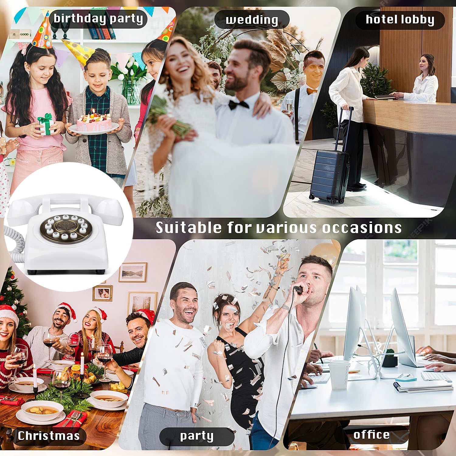 Audio Guest Book Wedding Phone, Reusable Audio Guestbook for Voice Message at Wedding, Baby Shower, Engagement, Graduation & Event, Fun Assemble Guest Book Phone Alternative with Vintage Style (White)