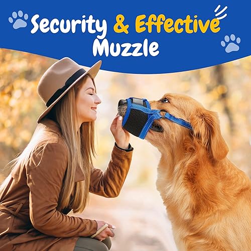 Miniatura 4 de PawWares Bozal para perro, protector bucal de nailon suave antimordeduras, bozal para beber, antimordeduras, velcro de doble capa, bozal para perros